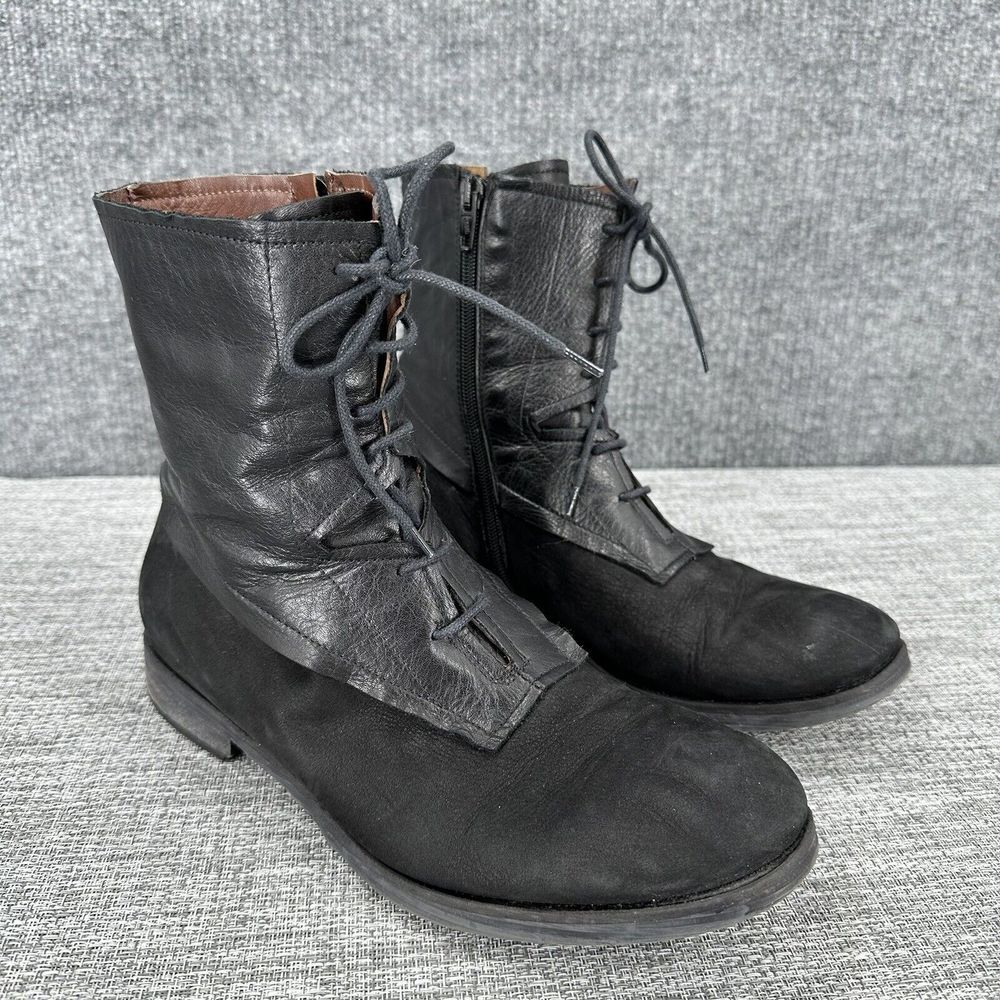 Marta Ray Black Suede Leather Combat Boots‎ Womens Sz 40 US 9 Grunge Goth